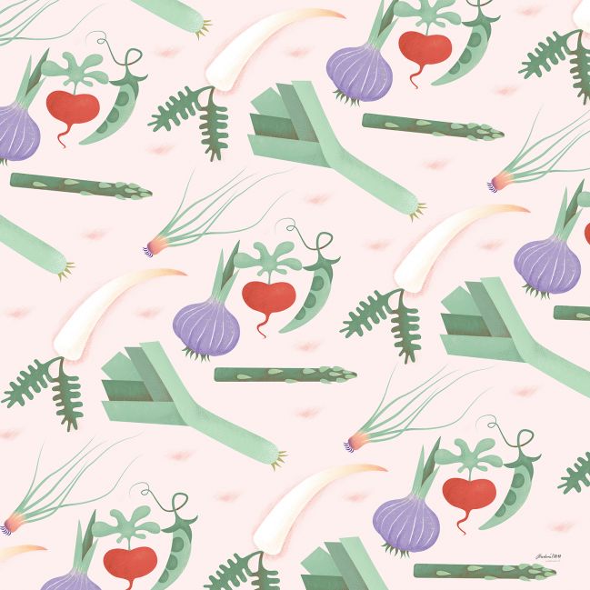 Illustrated pattern / Spring garden