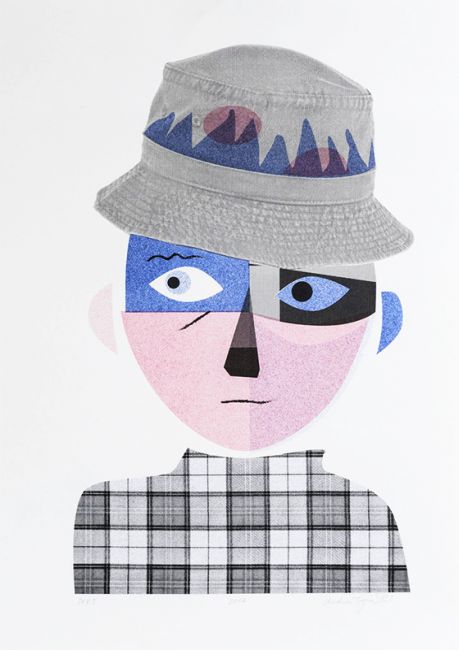 Risografia - Chlapec v rybárskom klobúku