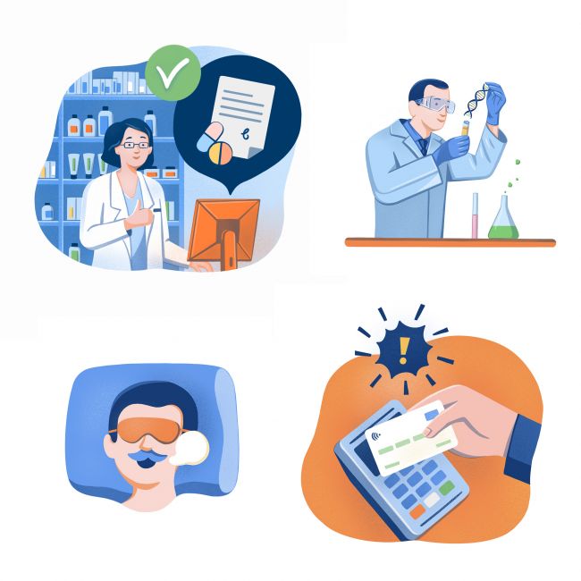 Zo série ilustracií pre zdravotnú poisťovňu Dôvera