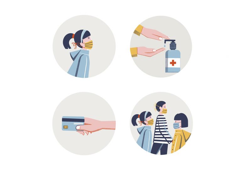 Ilustrované ikonky pre vizuál Korona opatrenia