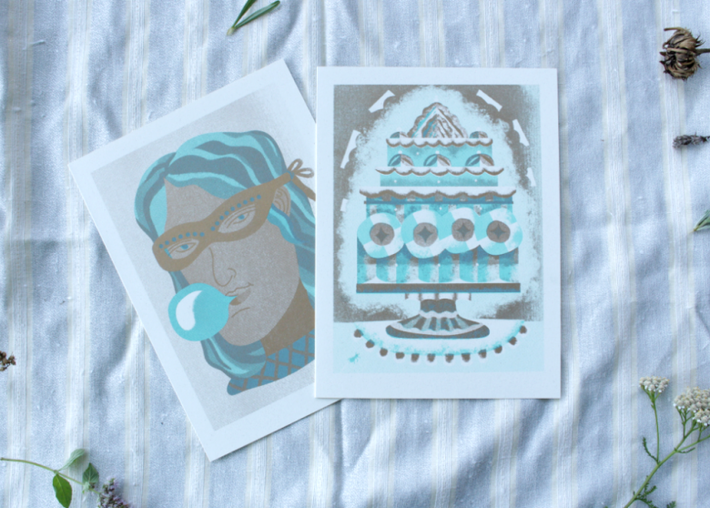 Riso pohľadnice mint+gold