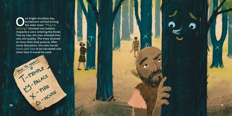 Prianie stromu (dvojstrana z knihy J.B.Tannera), drevorubači